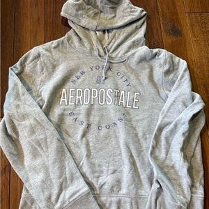 Bundle Aeropostale Light Gray Hooded Sweatshirt with Purple East Coast Logo